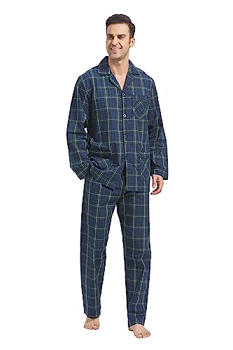 kolipajam Männer Baumwolle Pyjama Set für Männer 2 Pice Plaid Comfy Nachtwäsche PJS mit Taschen von kolipajam