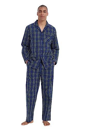kolipajam Männer Baumwolle Pyjama Set für Männer 2 Pice Plaid Comfy Nachtwäsche PJS mit Taschen von kolipajam