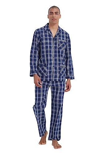 kolipajam Männer Baumwolle Pyjama Set für Männer 2 Pice Plaid Comfy Nachtwäsche PJS mit Taschen von kolipajam