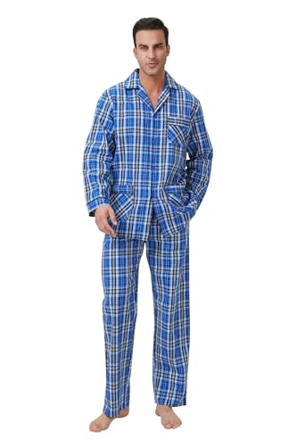 kolipajam Männer Baumwolle Pyjama Set für Männer 2 Pice Plaid Comfy Nachtwäsche PJS mit Taschen von kolipajam