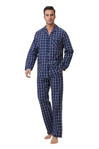 kolipajam Männer Baumwolle Pyjama Set für Männer 2 Pice Plaid Comfy Nachtwäsche PJS mit Taschen von kolipajam