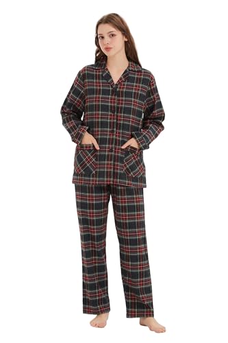 kolipajam Passendes Pyjama-Set für Paare 100% Baumwolle Flanell Schlafanzug für Paare weicher Schlafanzug mit Taschen von kolipajam
