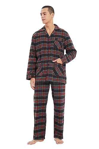 kolipajam Passendes Pyjama-Set für Paare 100% Baumwolle Flanell Schlafanzug für Paare weicher Schlafanzug mit Taschen von kolipajam
