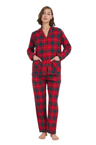 kolipajam Passendes Pyjama-Set für Paare 100% Baumwolle Flanell Schlafanzug für Paare weicher Schlafanzug mit Taschen von kolipajam