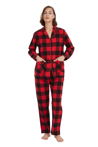 kolipajam Passendes Pyjama-Set für Paare 100% Baumwolle Flanell Schlafanzug für Paare weicher Schlafanzug mit Taschen von kolipajam