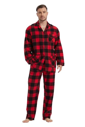 kolipajam Passendes Pyjama-Set für Paare 100% Baumwolle Flanell Schlafanzug für Paare weicher Schlafanzug mit Taschen von kolipajam