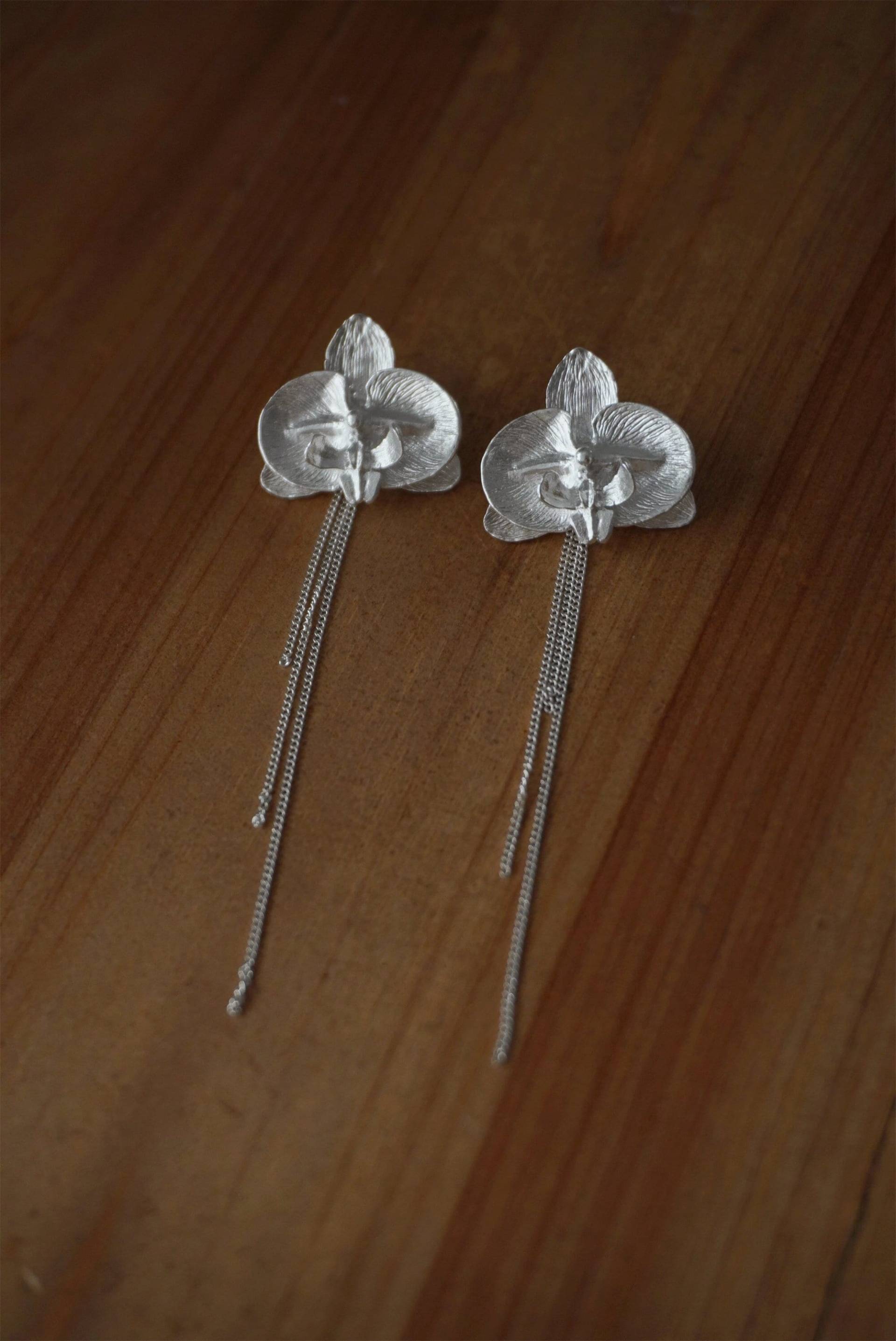 Orchidee Quasten Blumen Ohrringe, S999 Blütenblätter Sterling Silber Dainty Floral Anhänger Einzigartige Elegante Handgemachte Schmuck Für Frau Orchidee Quasten Blumen Ohrringe, S999 Blütenblätter Sterling Silber Dainty Floral Anhänger Einzigartige Elegante Handgemachte Schmuck Für Frau von komachidoll