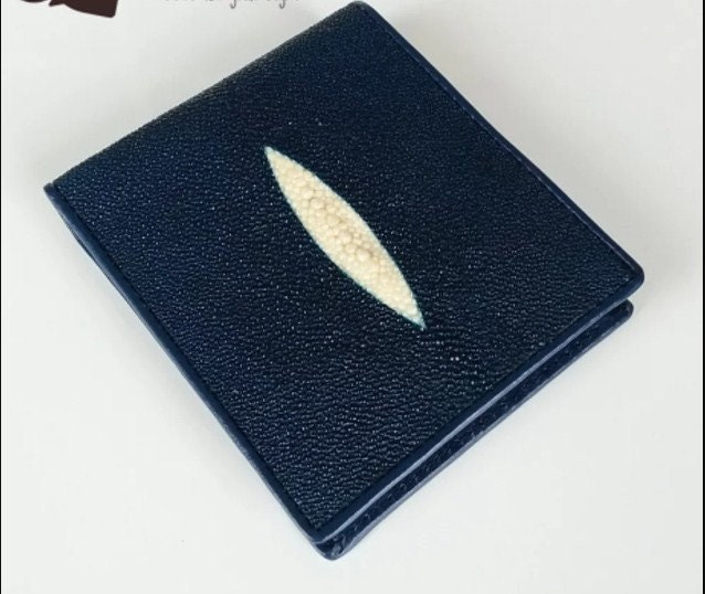Herren Geldbörse Navy Blau Diamant Stingray Leder Echtes Handmade Weihnachten Neujahr Geschenk von komo1957