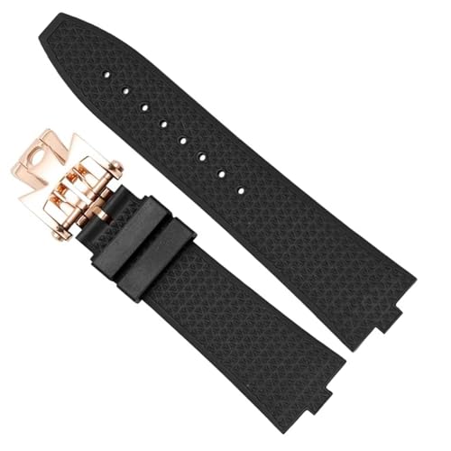kongsou 7 mm Fluorkautschuk-Uhrenarmband für Vacheron Constantin VC-Serie 4500 V 5500 V 7900 V, konvexe Schnittstelle, schnelle Demontage(Black-rosegold-b) von kongsou