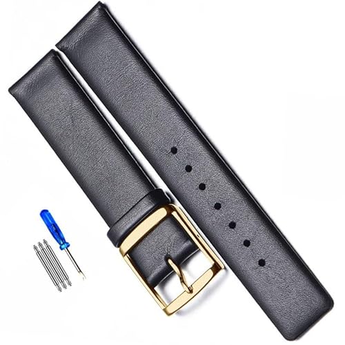 kongsou Echtes Leder Uhrenarmband für CK K2G211 K2G231 K2Y211 K2Y231 Armband Herren und Damen Armband(Blackg,16mm) von kongsou