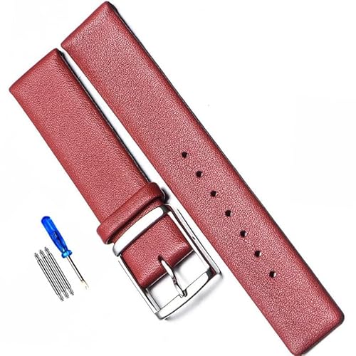 kongsou Echtes Leder Uhrenarmband für CK K2G211 K2G231 K2Y211 K2Y231 Armband Herren und Damen Armband(Reds,16mm) von kongsou