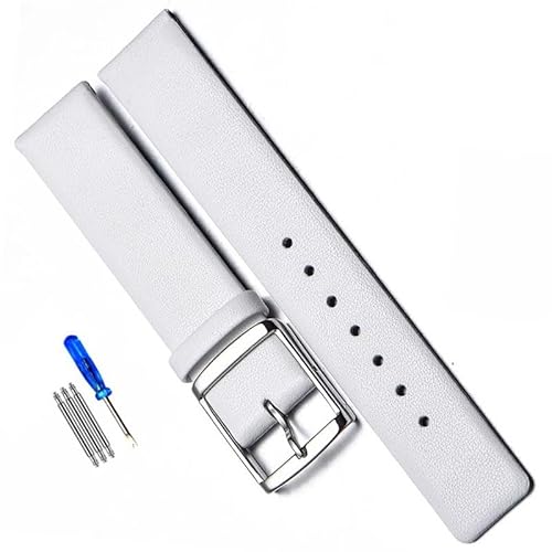 kongsou Echtes Leder Uhrenarmband für CK K2G211 K2G231 K2Y211 K2Y231 Armband Herren und Damen Armband(Whites,16mm) von kongsou