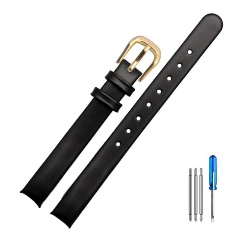 kongsou Für CK K431/43232/43235/43236 Echtleder Arc Interface Uhrenarmband Damen Nest Schnalle Exquisite Uhrenarmbänder(Black(YG)-Golden) von kongsou