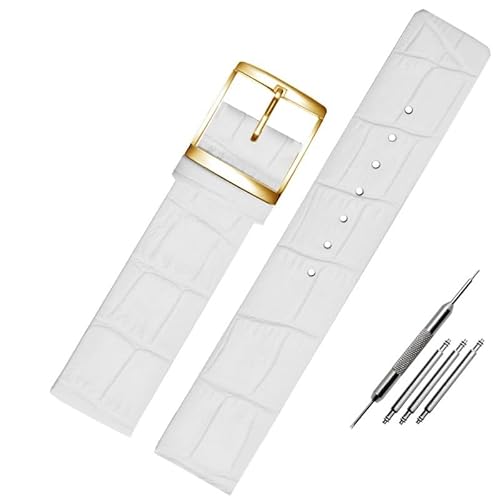 kongsou Für CK K7b211/K7b216/K7b236 K7b Armband aus echtem Leder Uhrenarmband für Männer und Frauen(BWhiteg,20mm) von kongsou
