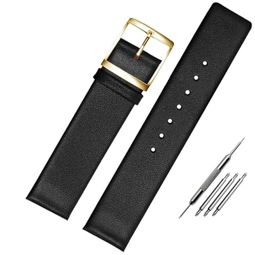 kongsou Für CK K7b211/K7b216/K7b236 K7b Armband aus echtem Leder Uhrenarmband für Männer und Frauen(Blackg,18mm) von kongsou