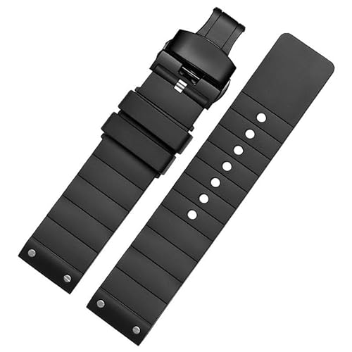 kongsou Für Cartier Santos 100 Gummi-Nieten-Uhrenarmband Männer Frauen weiches Armband(A Black black B,23mm) von kongsou