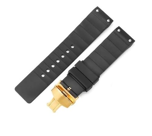 kongsou Für Cartier Santos 100 Herren-Uhrenarmband Aus Schwarzem, Wasserdichtem Gummi(Rose gold2) von kongsou