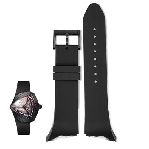 kongsou Für Hamilton Ventura H246150 H246550 H246250 Armband 25mm Gummi Herren Uhrenarmband(Black-Black) von kongsou