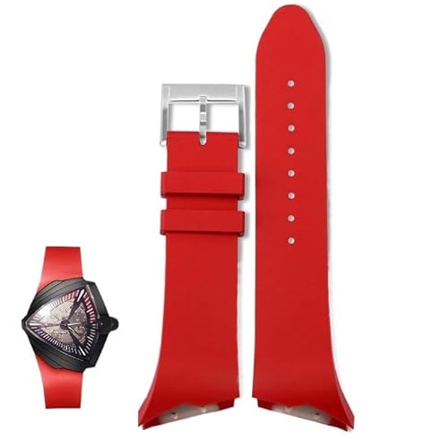 kongsou Für Hamilton Ventura H246150 H246550 H246250 Armband 25mm Gummi Herren Uhrenarmband(Red-silver) von kongsou