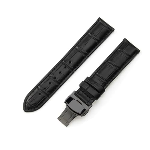 kongsou Für Tissot 1853 Le Locle T41 T00407b Tarfish Junya T461 Echtlederarmband Herren Damen Uhrenarmband(Black-Black-B1,19mm) von kongsou