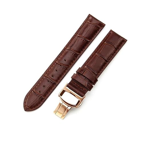 kongsou Für Tissot 1853 Le Locle T41 T00407b Tarfish Junya T461 Echtlederarmband Herren Damen Uhrenarmband(Brown-Rose-B1,18mm) von kongsou