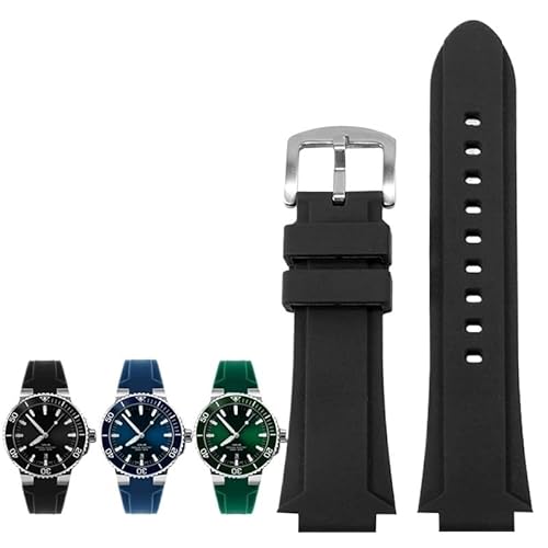 kongsou Gummi-Uhrenkette mit hervorstehender Kerbe für ORIS Diving 7730 7740 Herren-Silikon-Sportarmband(Blacks a,22-11mm) von kongsou