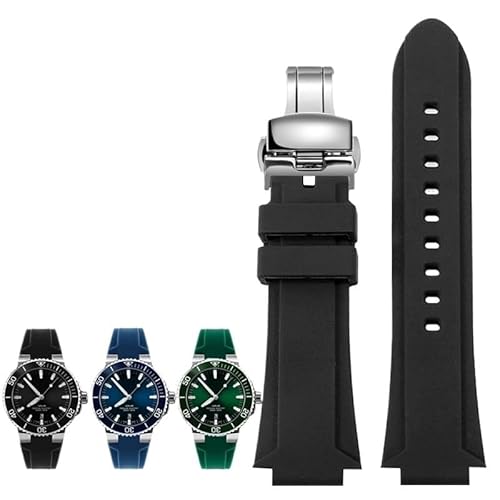 kongsou Gummi-Uhrenkette mit hervorstehender Kerbe für ORIS Diving 7730 7740 Herren-Silikon-Sportarmband(Blacks b,24-12mm) von kongsou