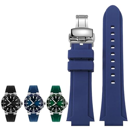 kongsou Gummi-Uhrenkette mit hervorstehender Kerbe für ORIS Diving 7730 7740 Herren-Silikon-Sportarmband(Blues b,22-11mm) von kongsou