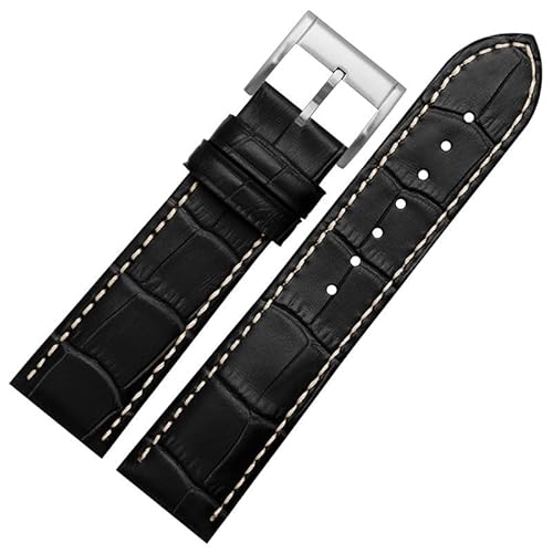 kongsou Herren-Uhrenarmband aus Leder für Hamilton Khaki Jazz Aviation Uhrenarmband mit Faltschließe(Black b1,23mm) von kongsou