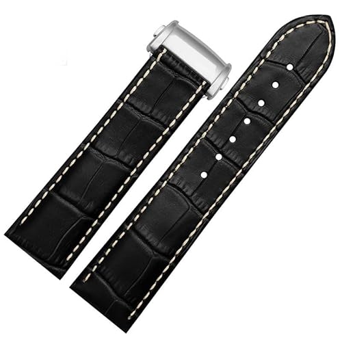 kongsou Herren-Uhrenarmband aus Leder für Hamilton Khaki Jazz Aviation Uhrenarmband mit Faltschließe(Blacks b2,20mm) von kongsou