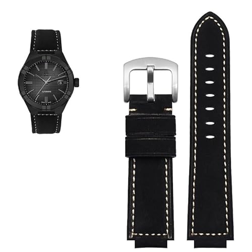kongsou Herren-Uhrenarmband aus Rindsleder für MAURICE LACROIX AIKON AI6008 AI6038 AI6058, Vintage, wasserdichtes Lederband(Blacks) von kongsou