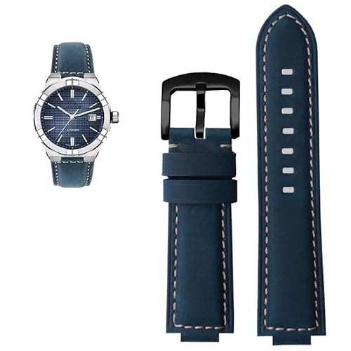 kongsou Herren-Uhrenarmband aus Rindsleder für MAURICE LACROIX AIKON AI6008 AI6038 AI6058, Vintage, wasserdichtes Lederband(Blueb) von kongsou