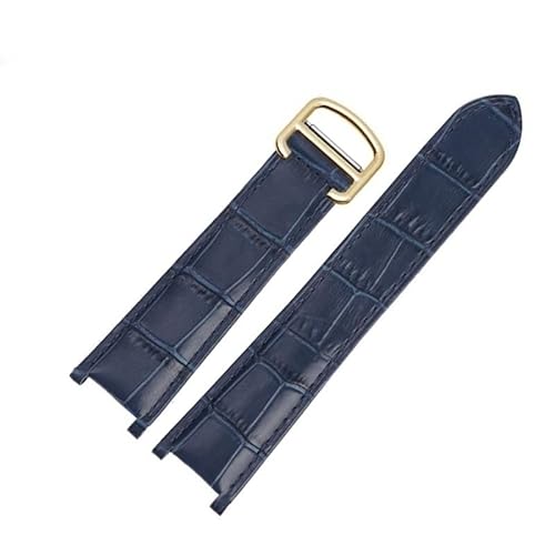 kongsou Herren- Und Damenuhrenarmband Für Cartier Pasha Notch Kalbsleder-Rindslederarmband Mit Schraube(Blue-gold,18mm-10mm) von kongsou
