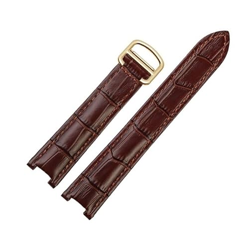 kongsou Herren- Und Damenuhrenarmband Für Cartier Pasha Notch Kalbsleder-Rindslederarmband Mit Schraube(Brown-gold,18mm-10mm) von kongsou