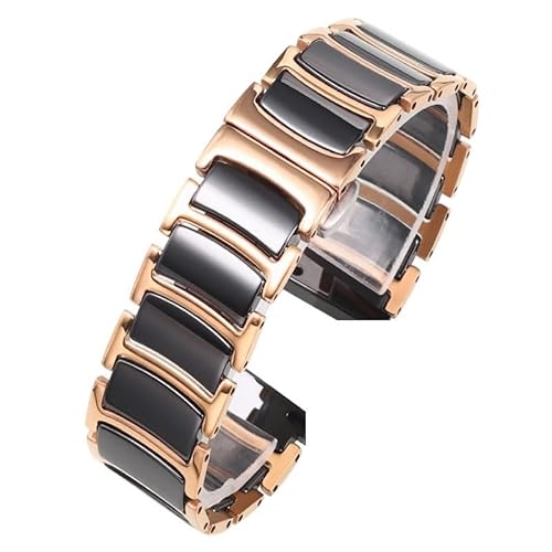 kongsou Keramik Uhrenarmband für Omega für Armani Stahl Uhrenarmband Herren Damen Uhrenarmband(Rose goldb5,14mm) von kongsou