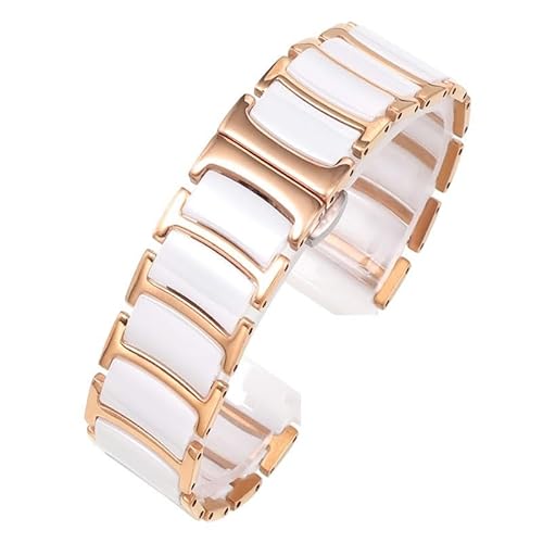 kongsou Keramik Uhrenarmband für Omega für Armani Stahl Uhrenarmband Herren Damen Uhrenarmband(Rose goldw5,20mm) von kongsou