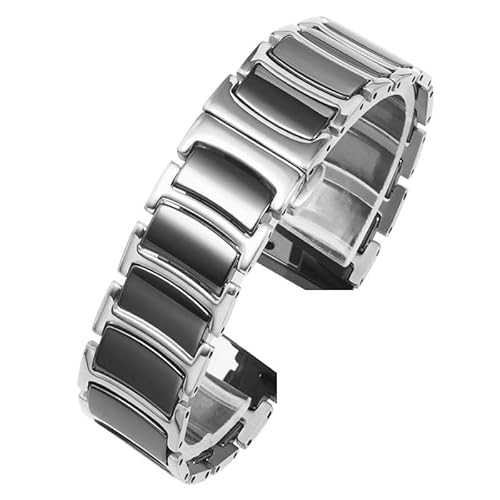 kongsou Keramik Uhrenarmband für Omega für Armani Stahl Uhrenarmband Herren Damen Uhrenarmband(Silverb5,19mm) von kongsou