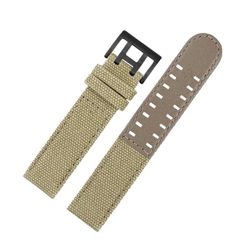 kongsou Leder-Nylon-Uhrenarmband für Hamilton Khaki Field H760250/h77616533/h70605963 H68201993 Herren-Canvas-Uhrenarmband(Khaki-black,22mm) von kongsou