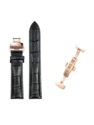 kongsou Leder-Uhrenarmbänder für Hamilton Maestro Original Herren-Lederarmband(Shiny blackr2,20mm) von kongsou