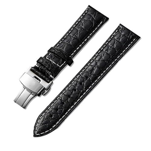 kongsou Leder-Uhrenarmband für Maurice Lacroix Artisan Unisex mit Schmetterlingsschnalle(Blackws1,21mm) von kongsou