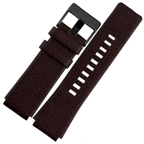 kongsou Lederarmband für Diesel DZ1089 DZ1123 DZ1132 Uhrenarmband mit konvexem Mund(Brown black,28X20mm) von kongsou