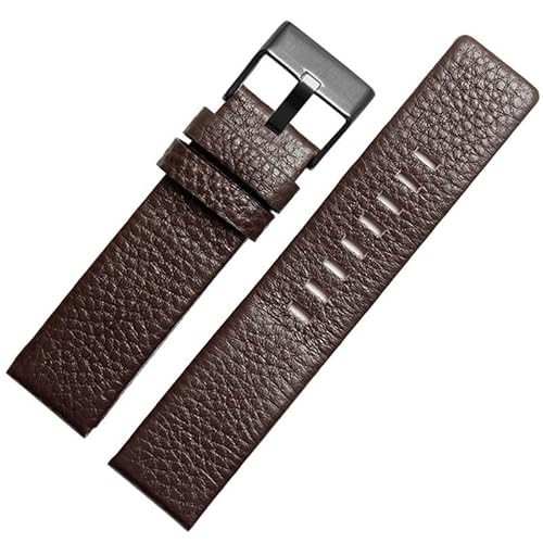 kongsou Lederarmband für Diesel DZ4386 1657 1399 1206 4323 Uhrenarmband, weiches Gürtelarmband(Brown black clasp,27mm) von kongsou
