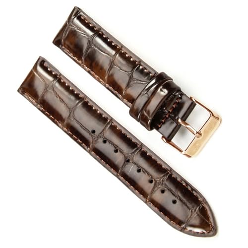 kongsou Lederarmband passend für DW Universalarmband passend für Daniel Wellington Uhrenarmbänder(ABrown-RoseGold,22mm) von kongsou