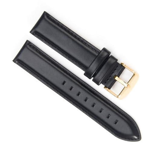kongsou Lederarmband passend für DW Universalarmband passend für Daniel Wellington Uhrenarmbänder(Black-Gold,20mm) von kongsou