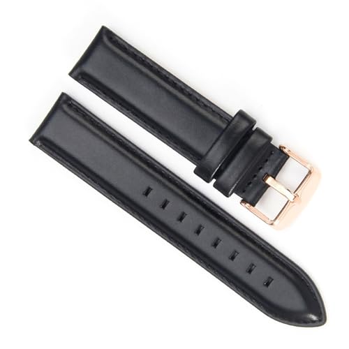 kongsou Lederarmband passend für DW Universalarmband passend für Daniel Wellington Uhrenarmbänder(Black-RoseGold,20mm) von kongsou