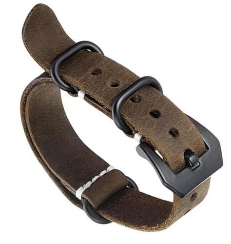 kongsou Militär Leder Uhrenarmband Schwarz Braun Kaffee Uhrenarmband Wistband Armband(Coffee,26mm) von kongsou