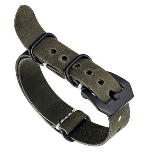 kongsou Militär Leder Uhrenarmband Schwarz Braun Kaffee Uhrenarmband Wistband Armband(Green,22mm) von kongsou