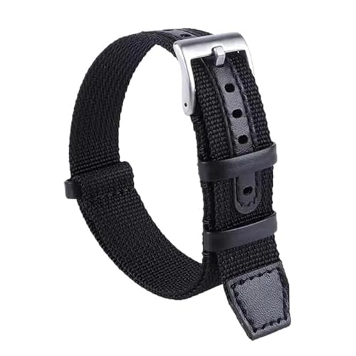 kongsou Nylon Lederband Frauen Männer Sport Armband Weiches Armband Für Hamilton Khaki Feld(Clasp A-black,20mm) von kongsou