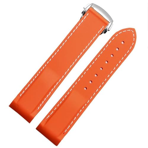 kongsou Silikon-Uhrenarmband für Omega Seamaster Planet Ocean Herren-Kautschukarmband(Orangews,20mm) von kongsou