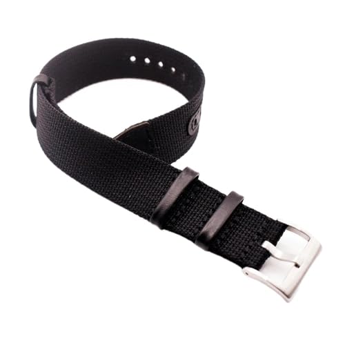 kongsou Uhrenarmband für Rolex, Canvas-Armband für Hamilton, Ersatzriemen, Nylon-Patch, Lederband für Omega(Black,20mm) von kongsou